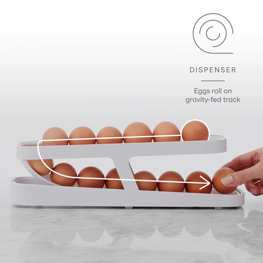 YouCopia RollDown Egg Dispenser Two-Tier - White