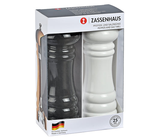 Zassenhaus Berlin Pepper & Salt Mill Set – Ceramic Grinder, 18.5 cm