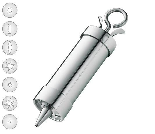 Kuechenprofi Piping Syringe Stainless Steel with  Bayonet Closure includes 7 Nozzles