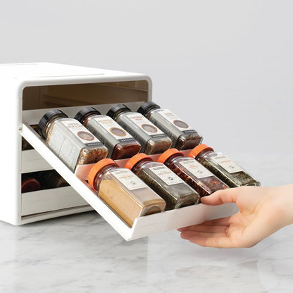 YouCopia SpiceStack Adjustable 24-Spice Bottle Organizer - White
