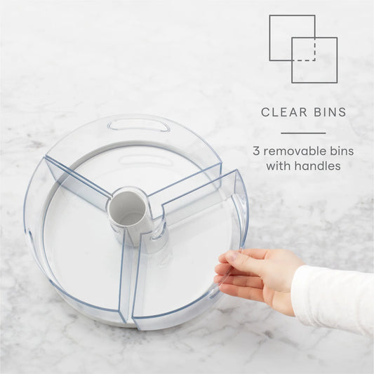 YouCopia Crazy Susan 3-Bin Turntable - White