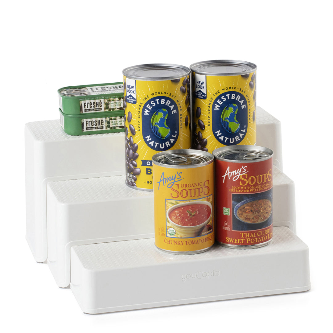 YouCopia ShelfSteps 3-Shelf Pantry Can Organizer - White