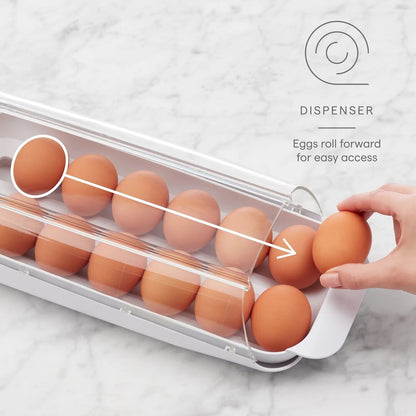 YouCopia FridgeView Large Egg Rolling Holder - White