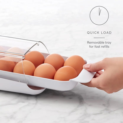 YouCopia Fridge Large Egg Rolling Holder - White