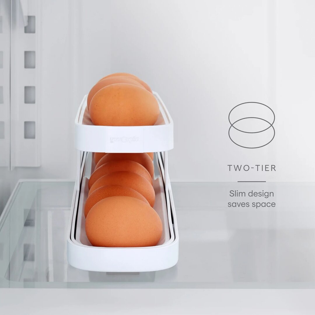 YouCopia RollDown Egg Dispenser Two-Tier - White
