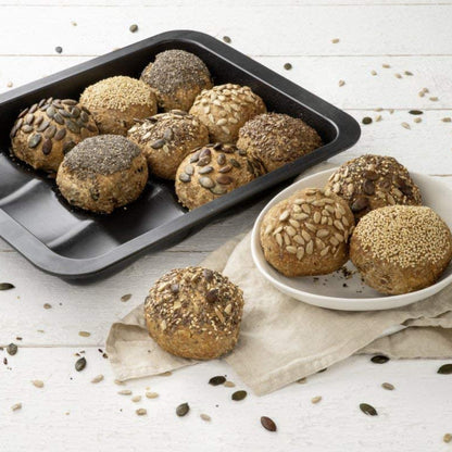 Zenker Black Metallic 12-Cup Bread Roll Baking Pan – Non-Stick 36x27x5cm