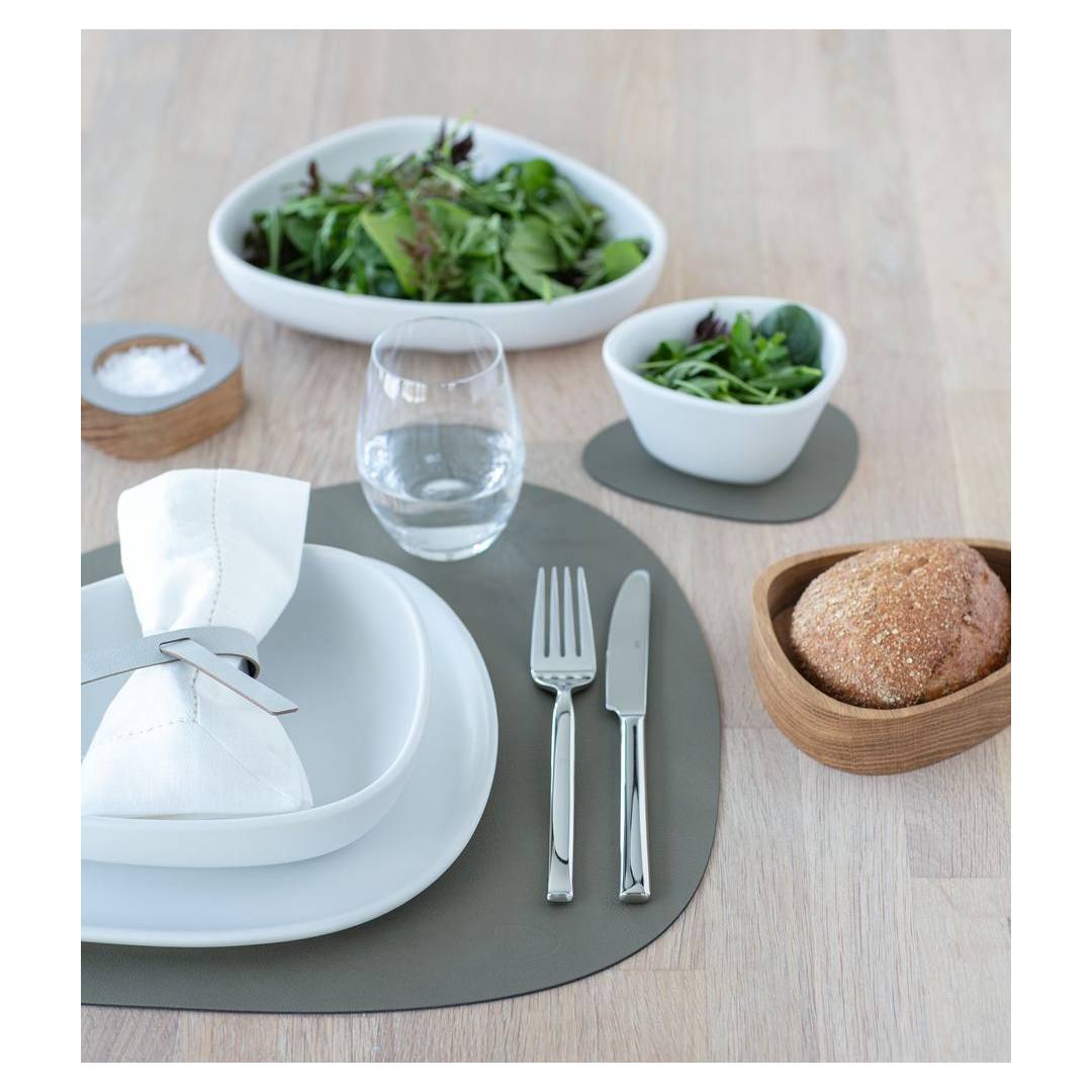 LIND DNA Reversible Nupo Leather Table Mat Curved Large - Army  Green/ Nature