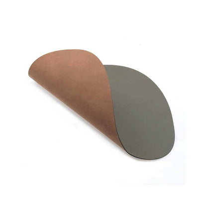 LIND DNA Reversible Nupo Leather Table Mat Curved Large - Army  Green/ Nature
