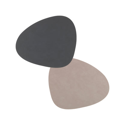 LIND DNA Reversible Nupo Leather Table Mat Curved Large - Anthracite / Light Grey