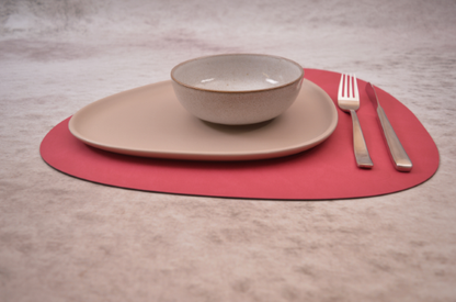 LIND DNA Nupo Leather Table Mat Curved Large - Raspberry