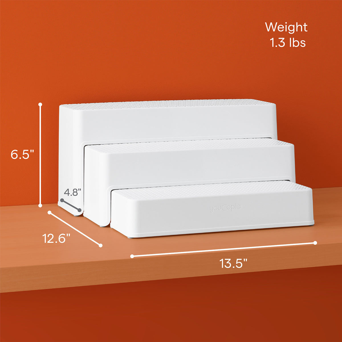YouCopia ShelfSteps 3-Shelf Pantry Can Organizer - White