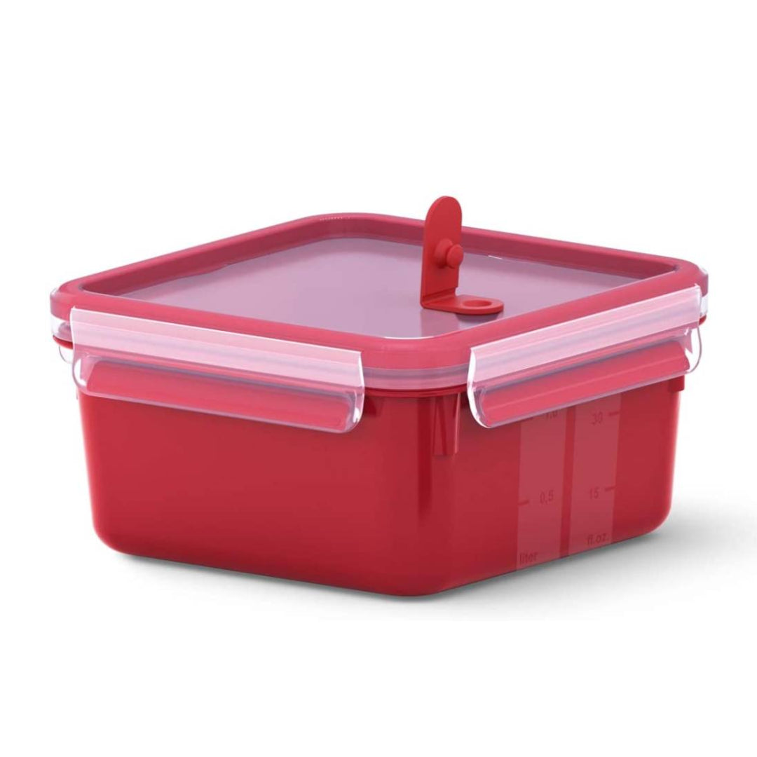 Emsa Clip & Micro Square Lunch Box with Practical Microwave Valve  1.3Lt