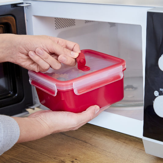 Emsa Clip & Micro Square Lunch Box with Practical Microwave Valve  1.3Lt