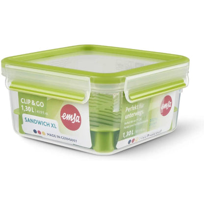 Emsa Clip & Close Sandwich Box with Insert - 1.3Lt