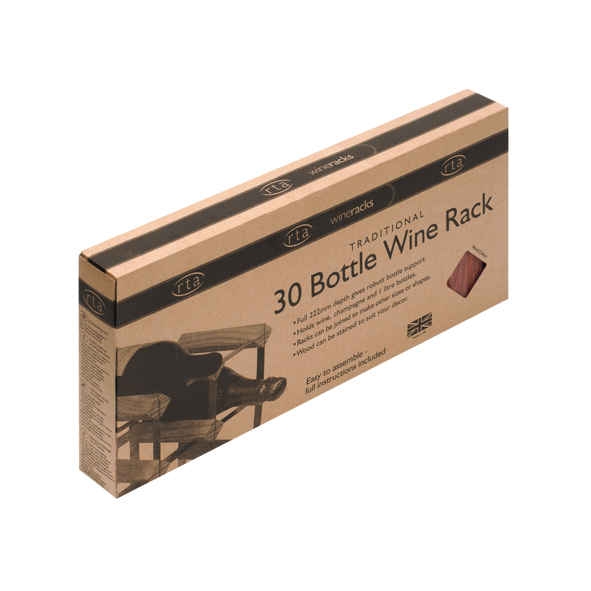 RTA Wine Rack - 30 Bottle 5x5 - Dark Pine (Self Assembly)